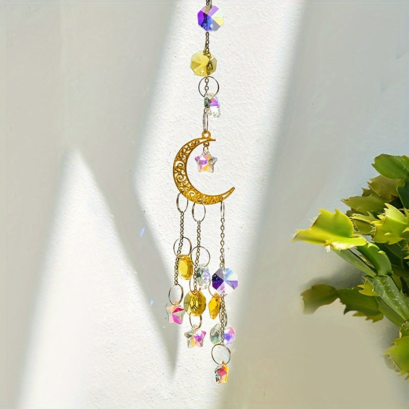 Celestial Moon Star Crystal Wind Chime Suncatcher 6H7HLS201