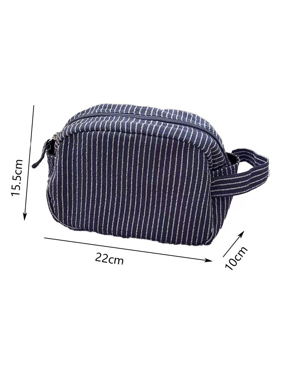 Minimalist Striped Large Capacity Portable Makeup Bag MK2BW6S10BOB87