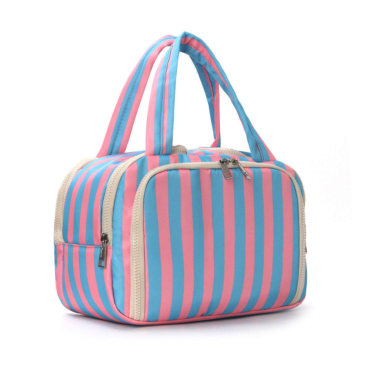 Simple Color Block Striped Large Capacity Makeup Bag MK2BW6S10BOB63