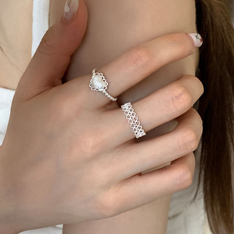 Lace Heart Open Ring - DippedShop Wholesale - #0547