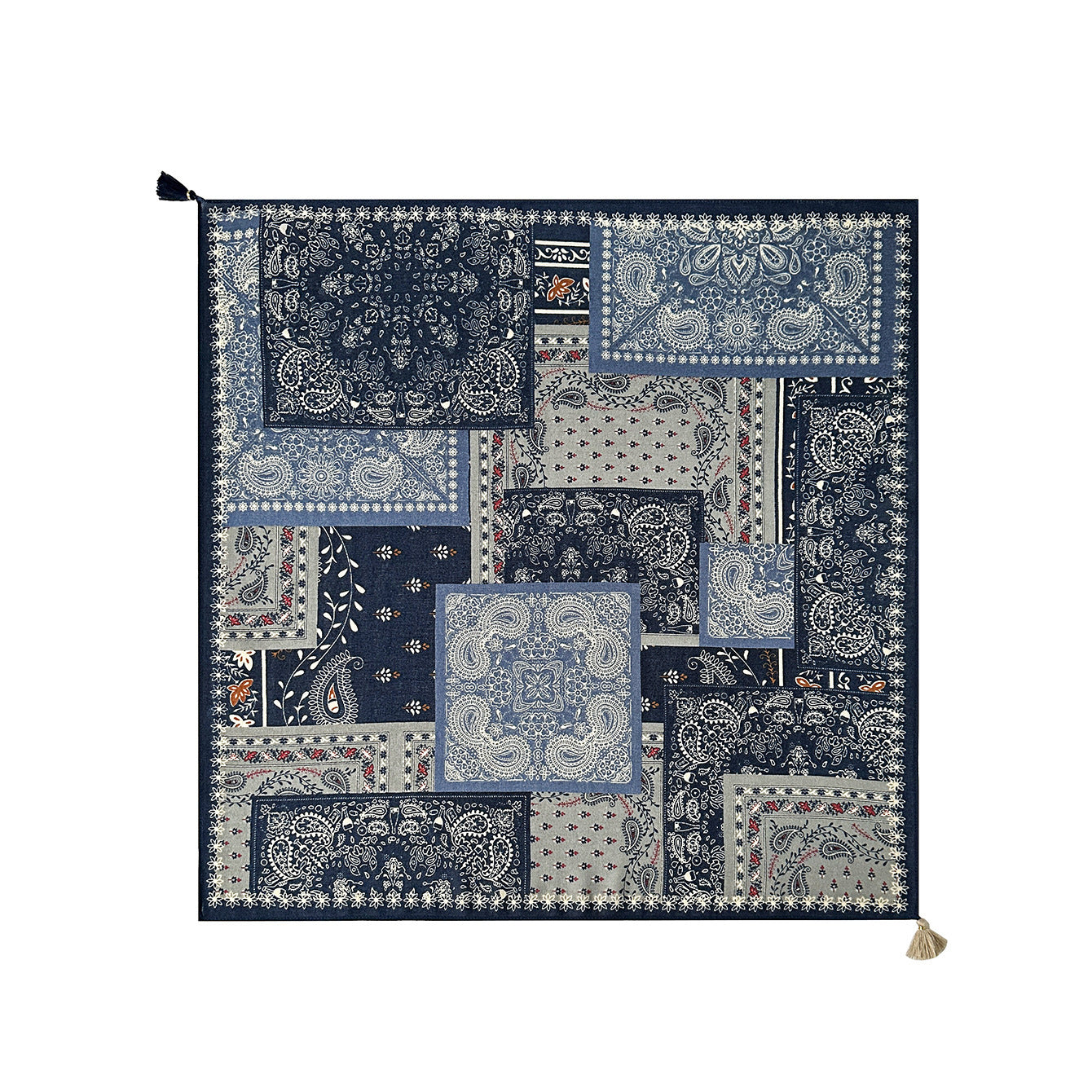 Retro Paisley Tassel Square Scarf MK2BK6W6HHS30