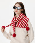 Trendy Striped Triangle Shawl  Scarf with Pom-Pom 6W6NSC132