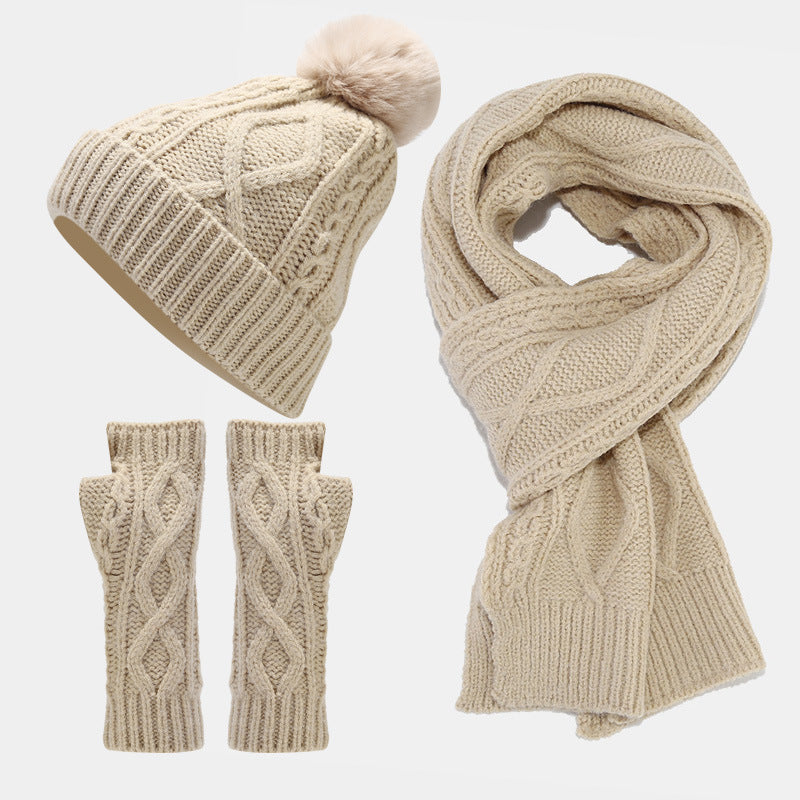 Solid Color Twist Simple Knit Hat & Scarf Sets DPHS0342