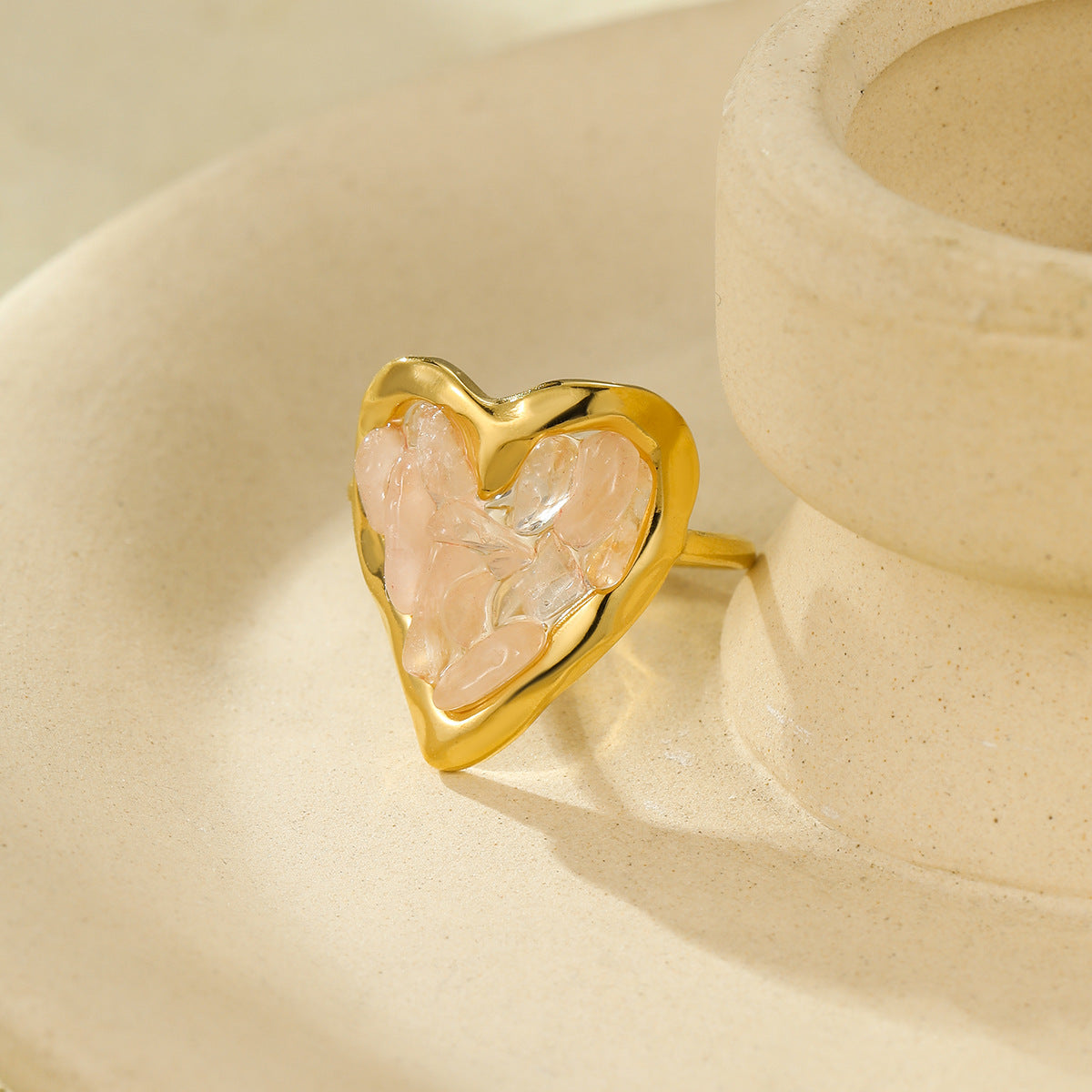 Elegant Crystal Heart Gold Pla - DippedShop Wholesale - #1843