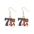 Retro Gold Plated USA Flag Pendant Hook Earrings 8ZA6JER305L