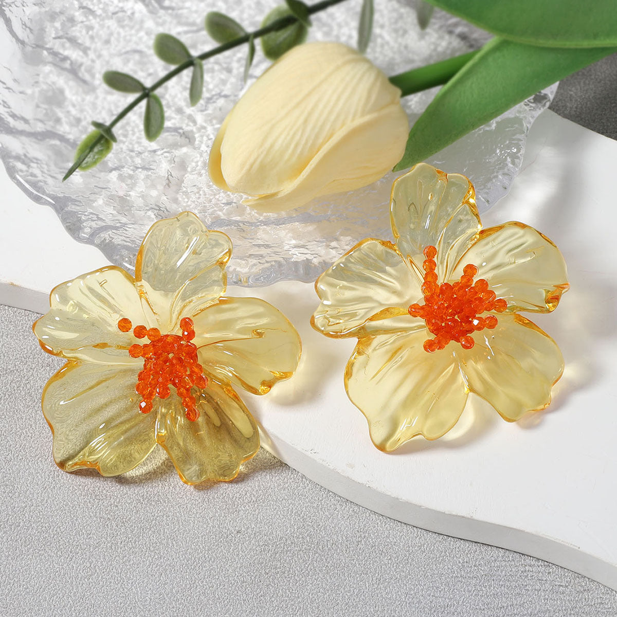 Transparent Acrylic Flower Studs - DippedShop Wholesale - #2419