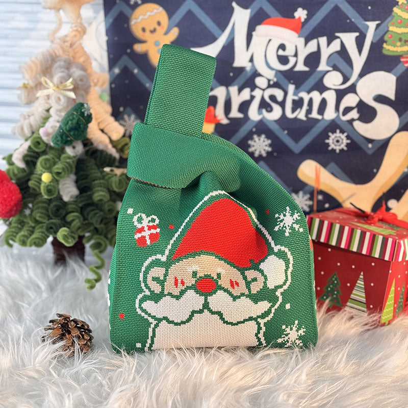 Cute Santa Claus Christmas Knitted Wrist Bag 6W10BOB1345