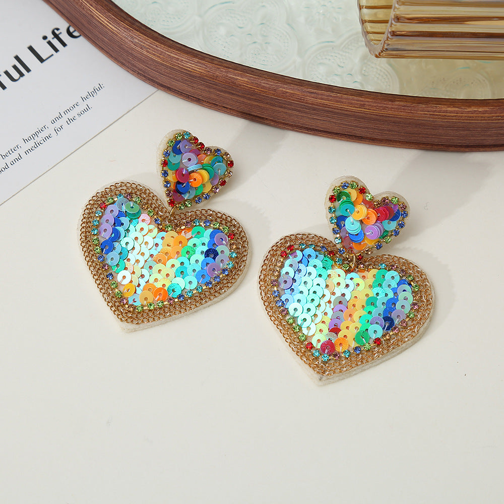 Beaded Heart Stud Earrings - DippedShop Wholesale - #0115