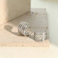 Trendy Gold Rhinestone C-Shaped Hoop Earrings 6W6JER612