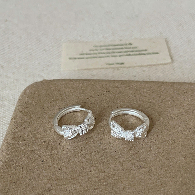 Bow Rhinestone Hoop Earrings - DippedShop Wholesale - #3235