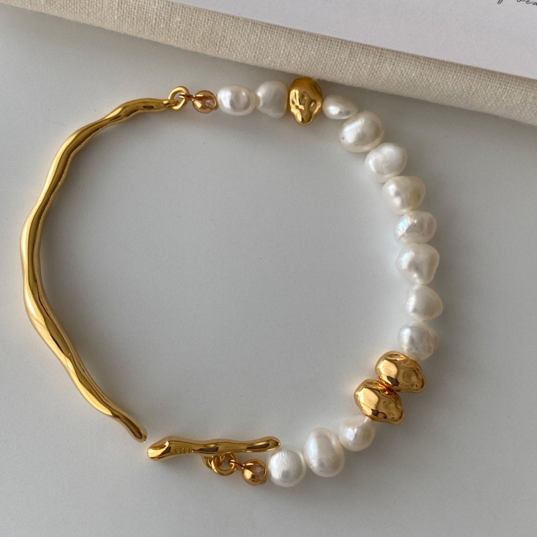 Baroque Pearl Chain Bracelet - DippedShop Wholesale - #5891