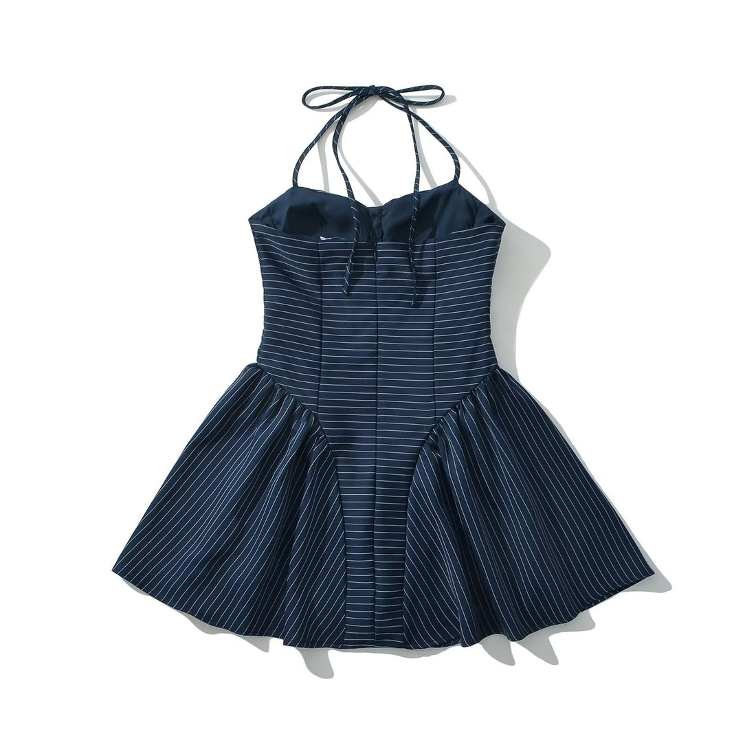 Simple Striped Halter Tie Back Mini Dresses DP25D443