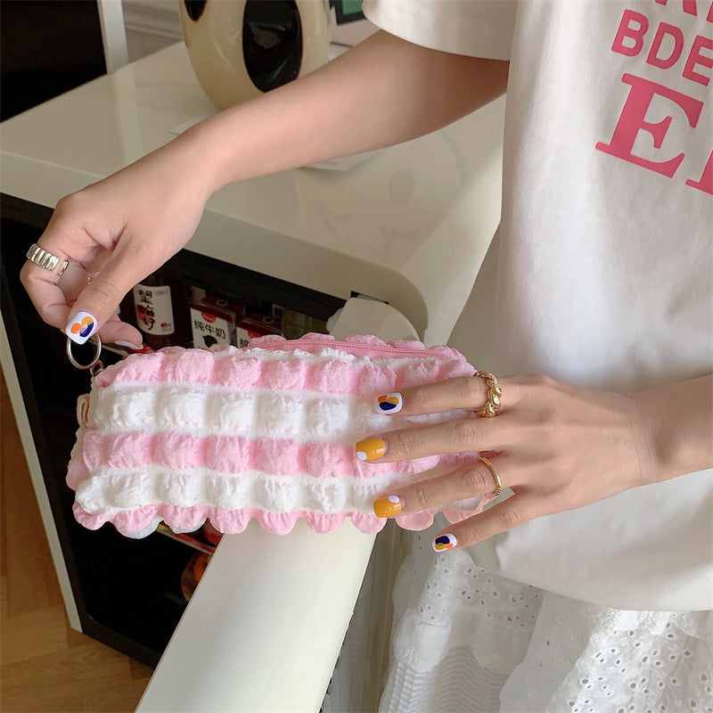 Cute Soft Ruched Makeup Pencil Pouch DP25E939