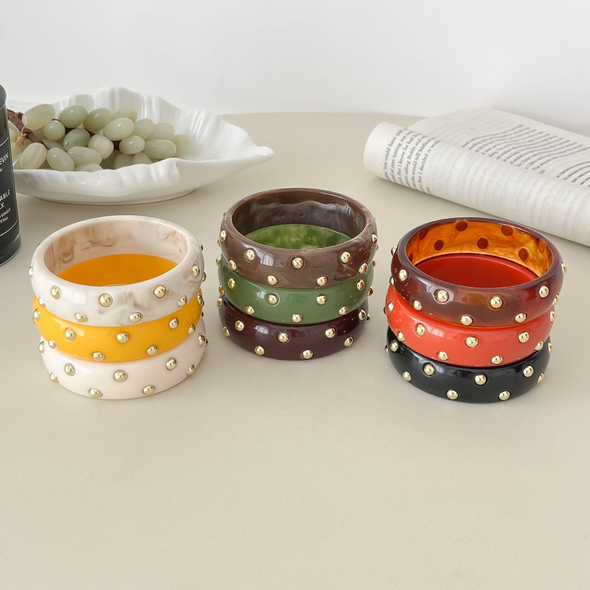 Punk Style Round Rivet Wide Ba - DippedShop Wholesale - #6419