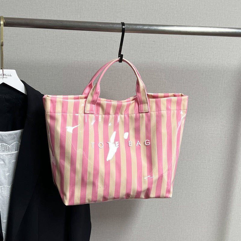 Casual Striped Color Block Versatile Tote Bag 6W10BBG1968