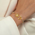 Stylish Gold Plated Heart Floral Pendant Bracelets 6W6JNC636