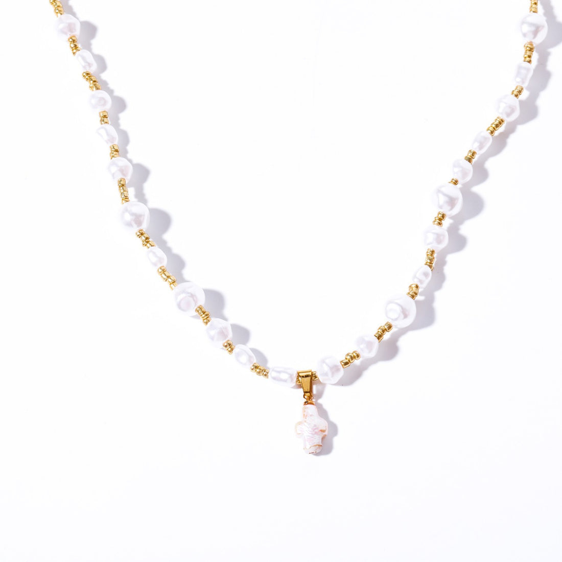 Pearl Cross Pendant Choker - DippedShop Wholesale - #1667