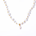 Natural Pearl Chain Cross Pendant Choker Necklace 6W6JNC639