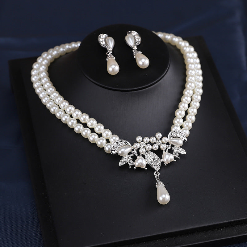 Layered Pearl Rhinestone Jewelry Set DPJS1204