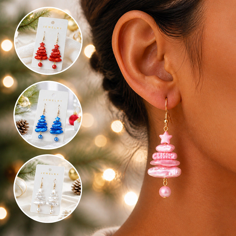 Christmas Tree Dangle Earrings - DippedShop Wholesale - #3043