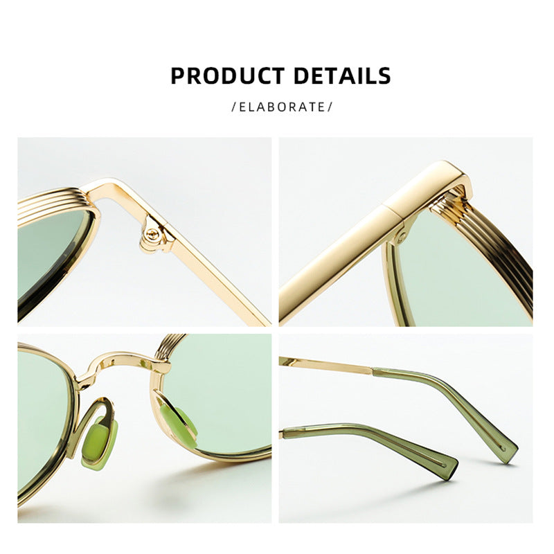 Retro Oval Metal Sunglasses - DippedShop Wholesale - #1699