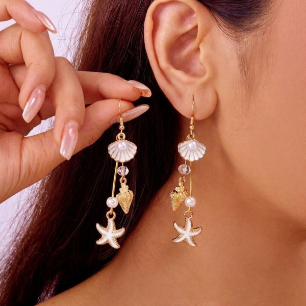 Shell Tassel Drop Earrings - DippedShop Wholesale - #1075