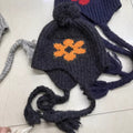 Cute Flower Braided Tassel Knit Beanie Hat 6W6HAT717