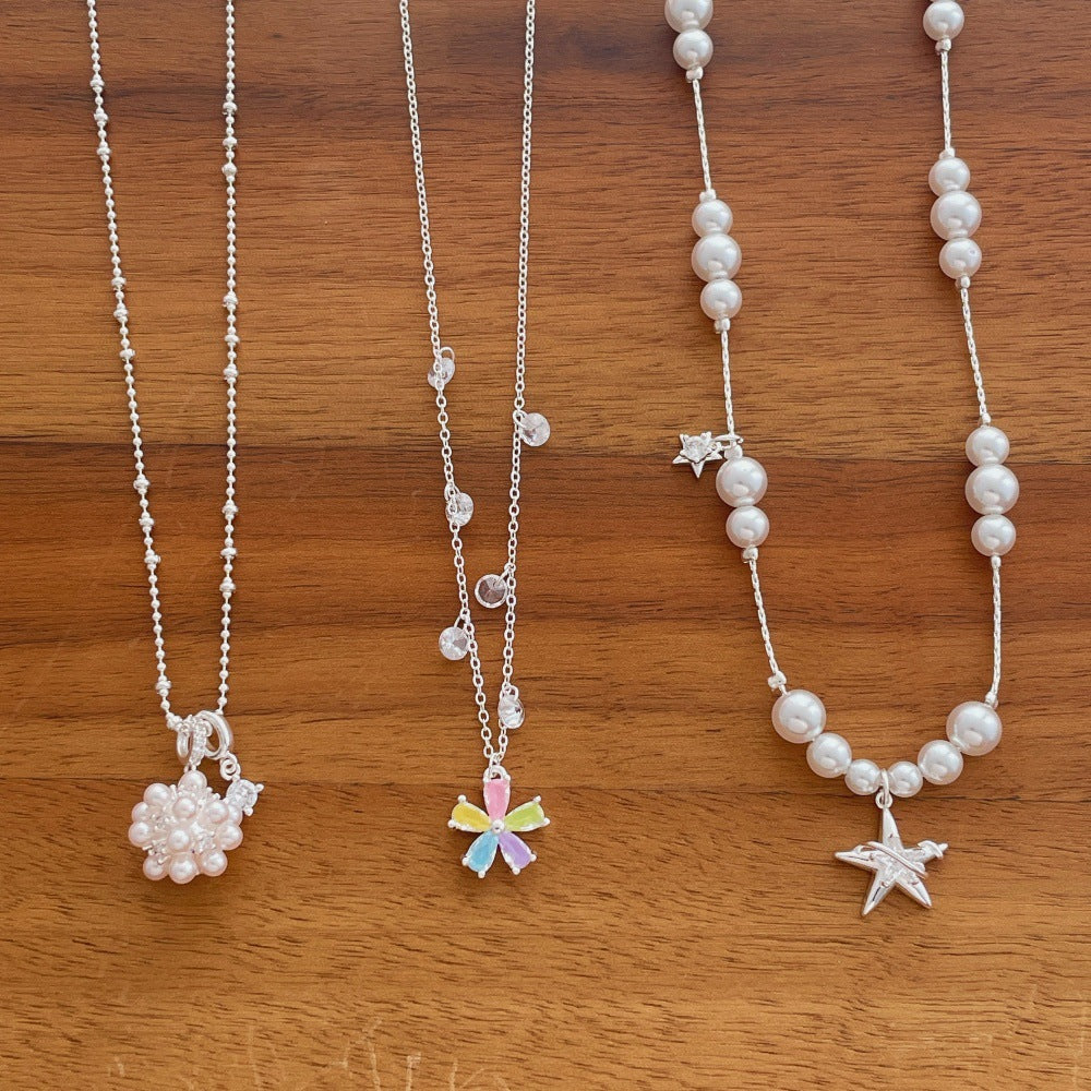 Flower Pearl Choker Necklace - DippedShop Wholesale - #6211