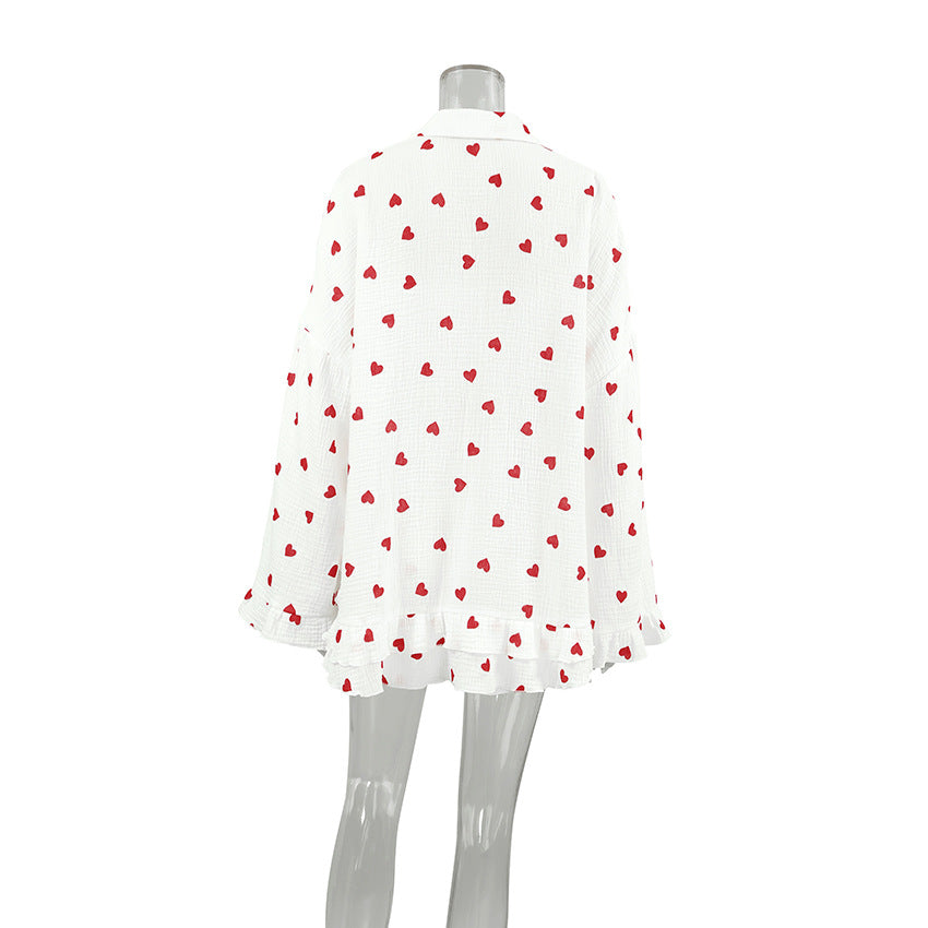 Love Print Flounce Sleepwear Set - DippedShop Wholesale - #5747