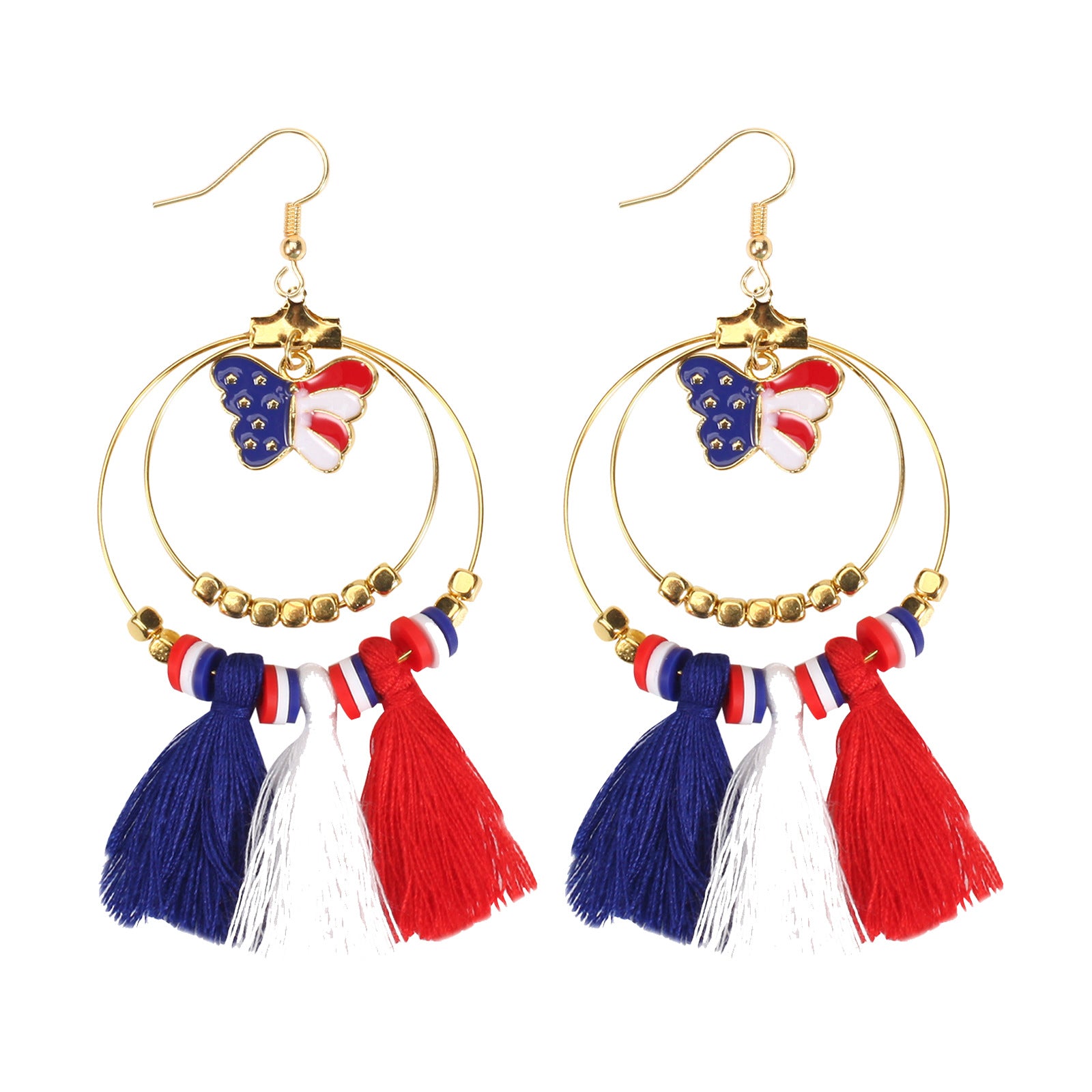 Retro Star Pendant Beaded Chain Frame Earring 8ZA6JER304L