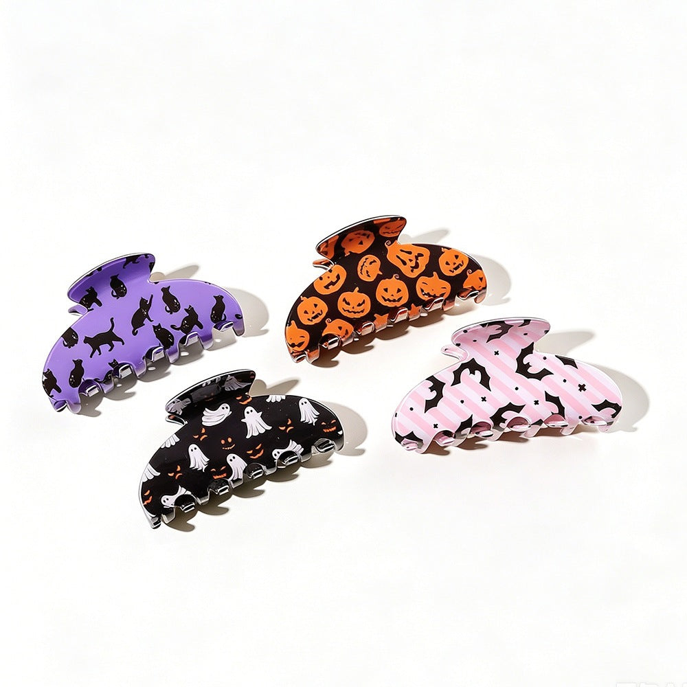 Quirky Halloween Ghost Pumpkin Hair Claw 6W6HCP1324