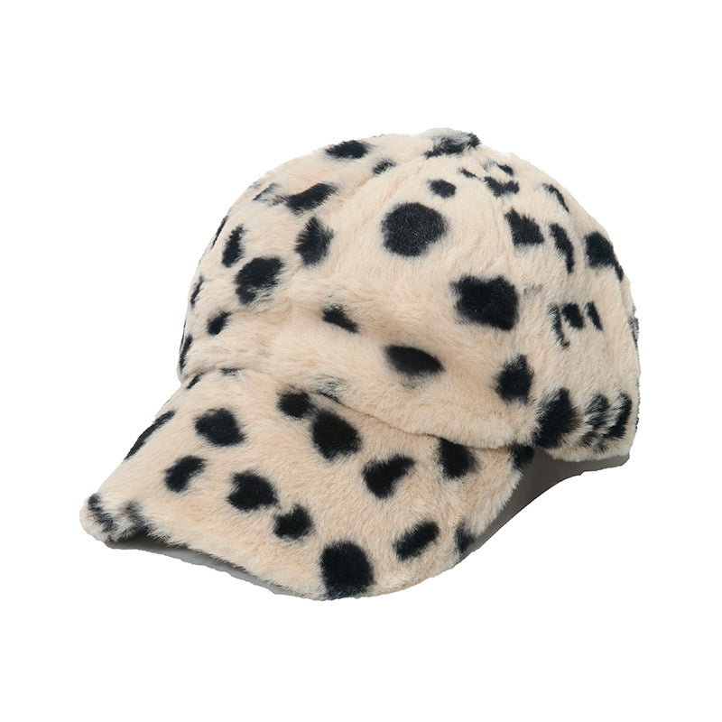 Vintage Leopard Print Faux Fur Baseball Cap 6W6HAT820