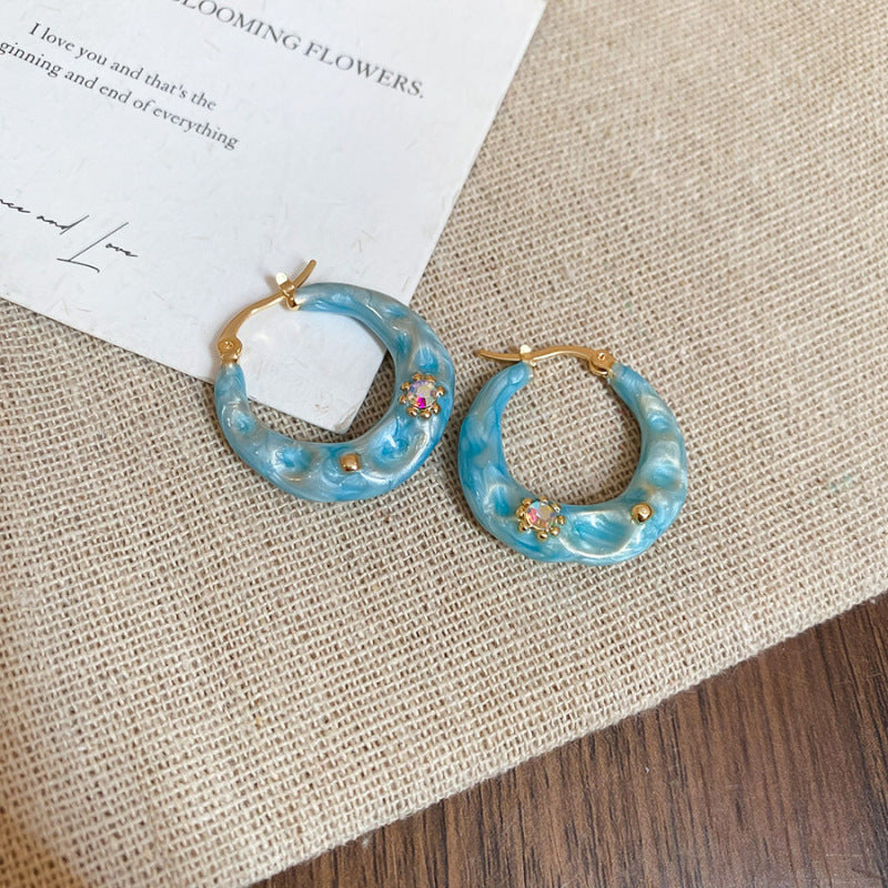 Retro Cubic Zirconia Statement Hoop Earrings 6W6JER741