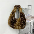 Cute Plush Deer Print Crescent Tote Bag 6W10BBG2368