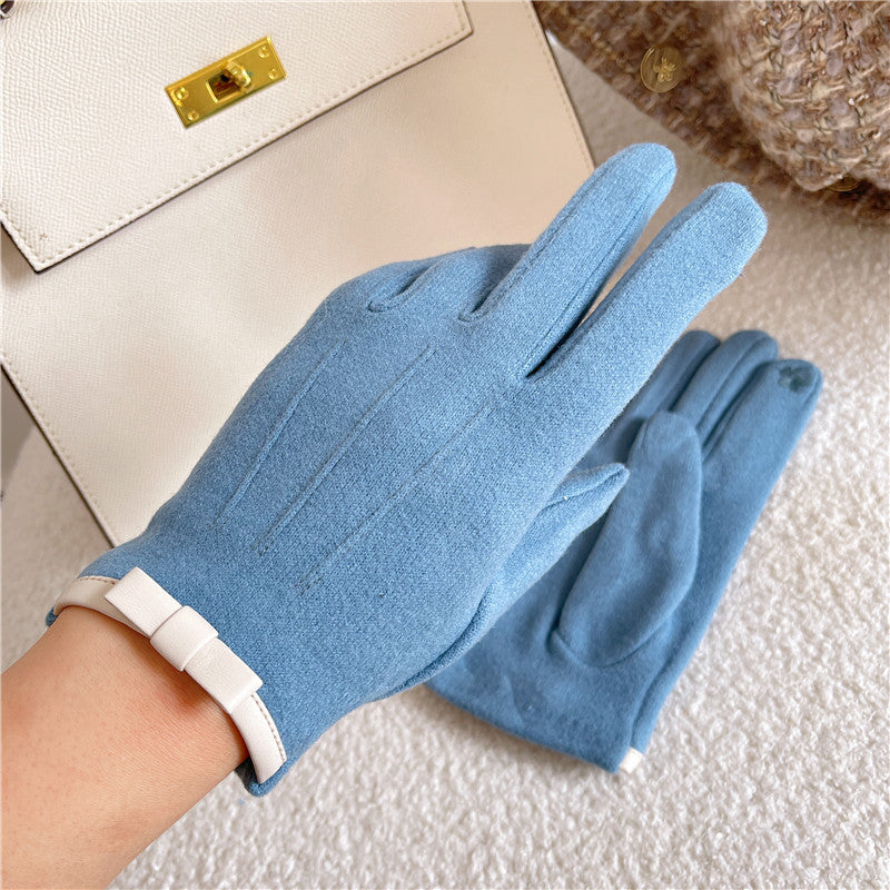 Bowknot Plush Touchscreen Gloves - DippedShop Wholesale - #6915