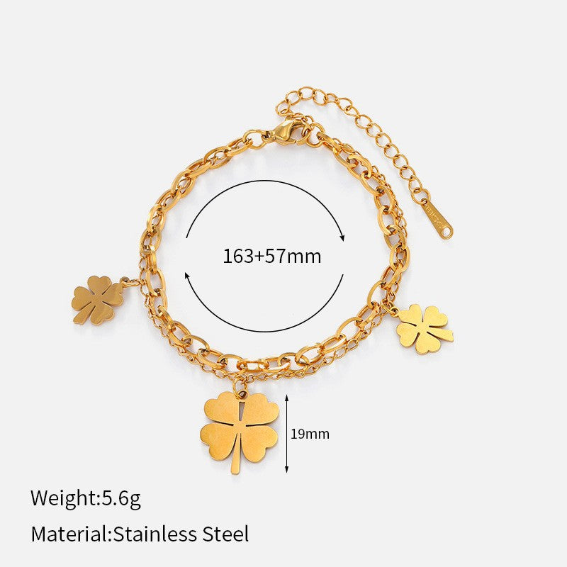 Stylish Gold Plated Heart Floral Pendant Bracelets 6W6JNC636