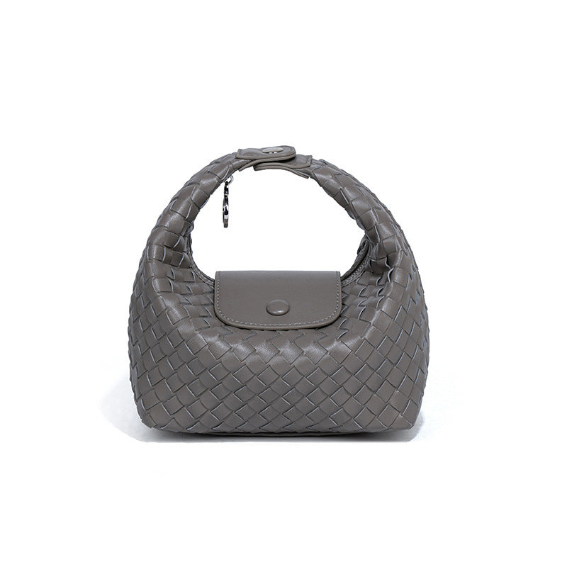 Casual Solid Color Woven Dumpling Handbag 6W10BBG1391