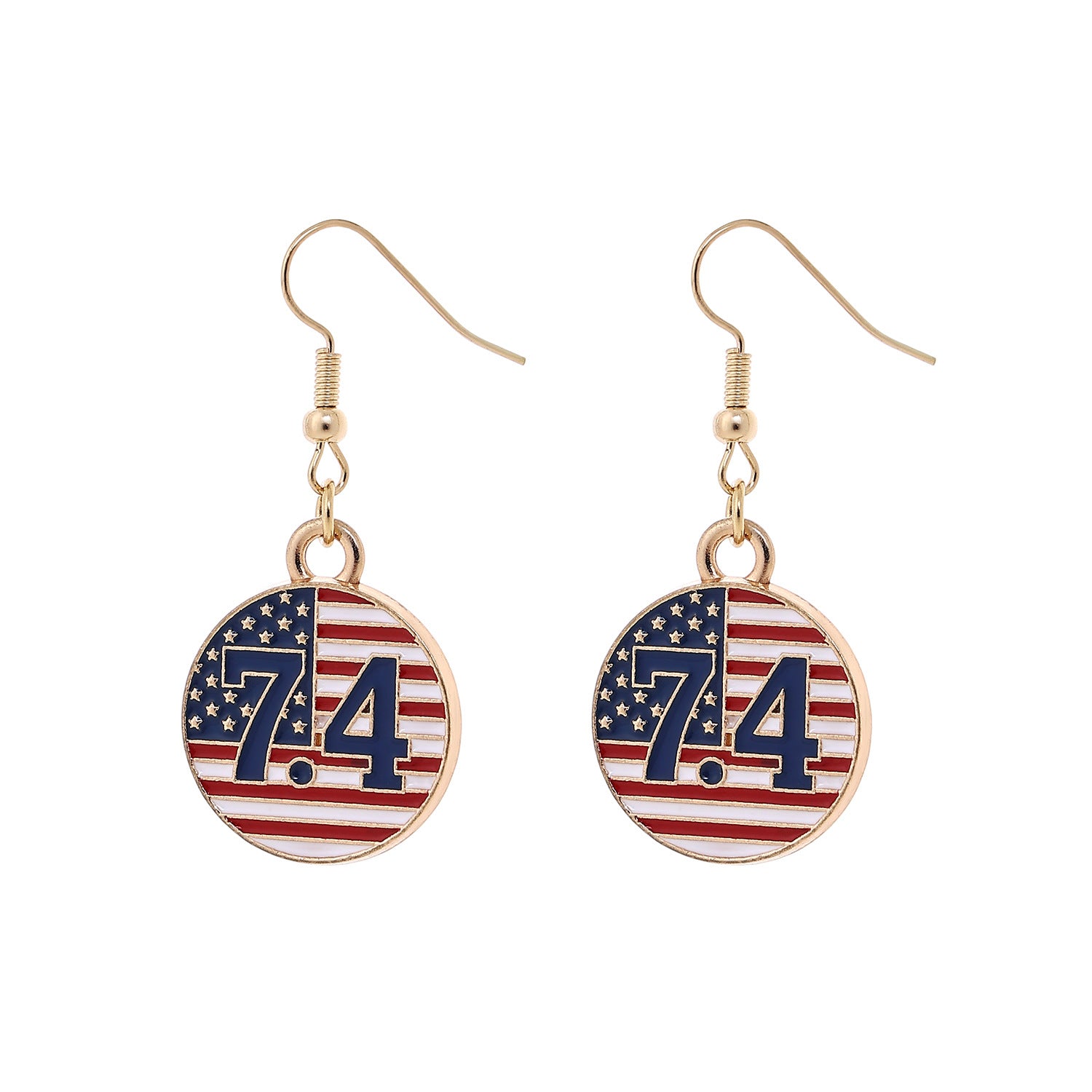 Retro Gold Plated USA Flag Pendant Hook Earrings 8ZA6JER305L