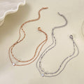 Minimalist Double Layer Sparking Rhinestones Chain Anklet 8ZA6JAB32L