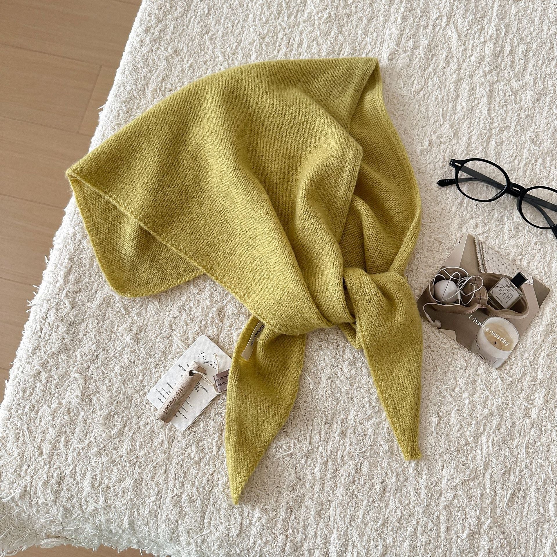 Trendy Solid Color Knit Headscraf Triangle Scarf 6W6NSC91