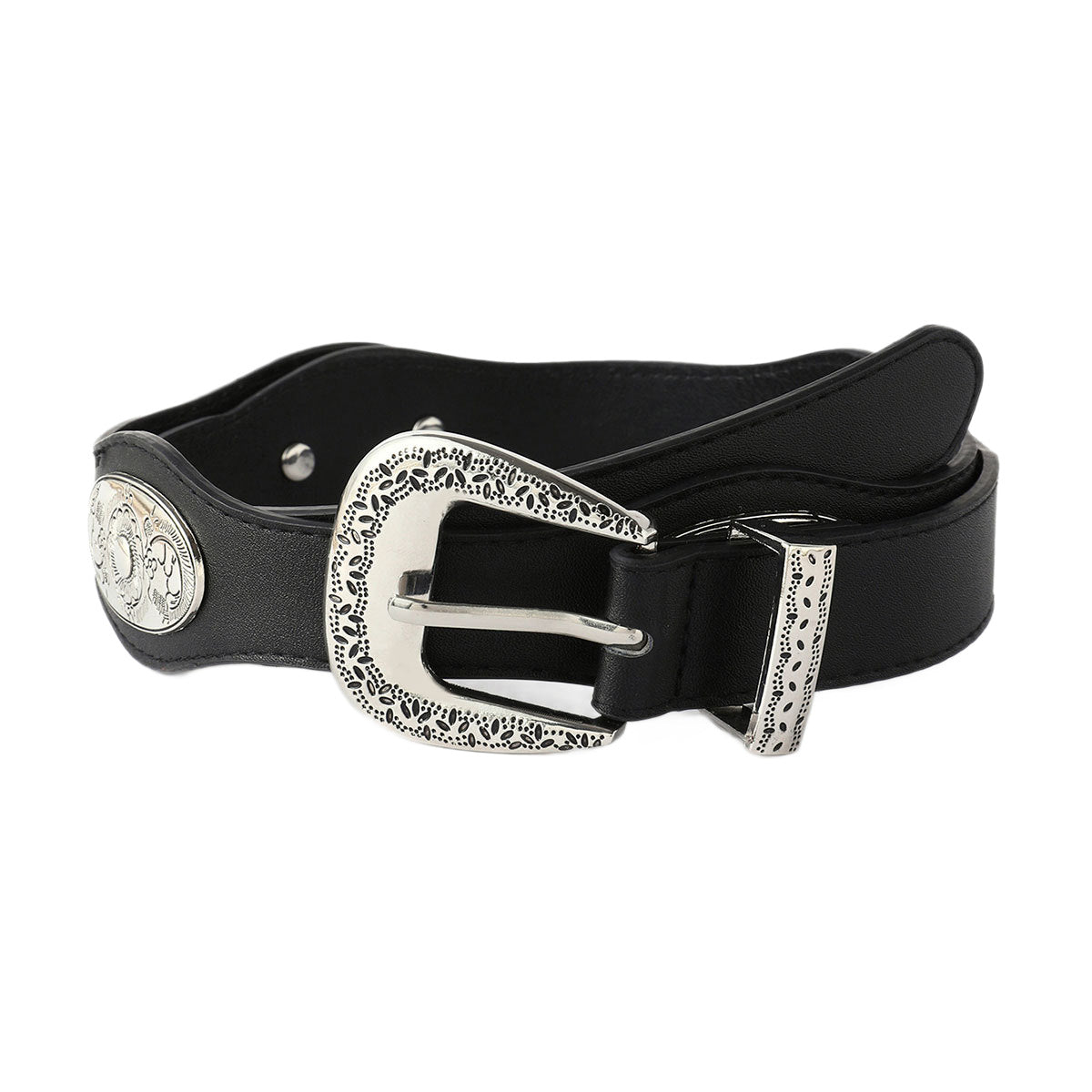Retro Punk Studded Distressed Leather Belt 6W6JBT172