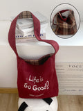 Reversible Letter Print Shoulder Bag - DippedShop Wholesale - #3299