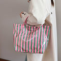 Casual Striped Color Block Versatile Tote Bag 6W10BBG1968