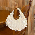 Stylish Crescent Straw Woven Coral Handbag 8CW6BBG508T