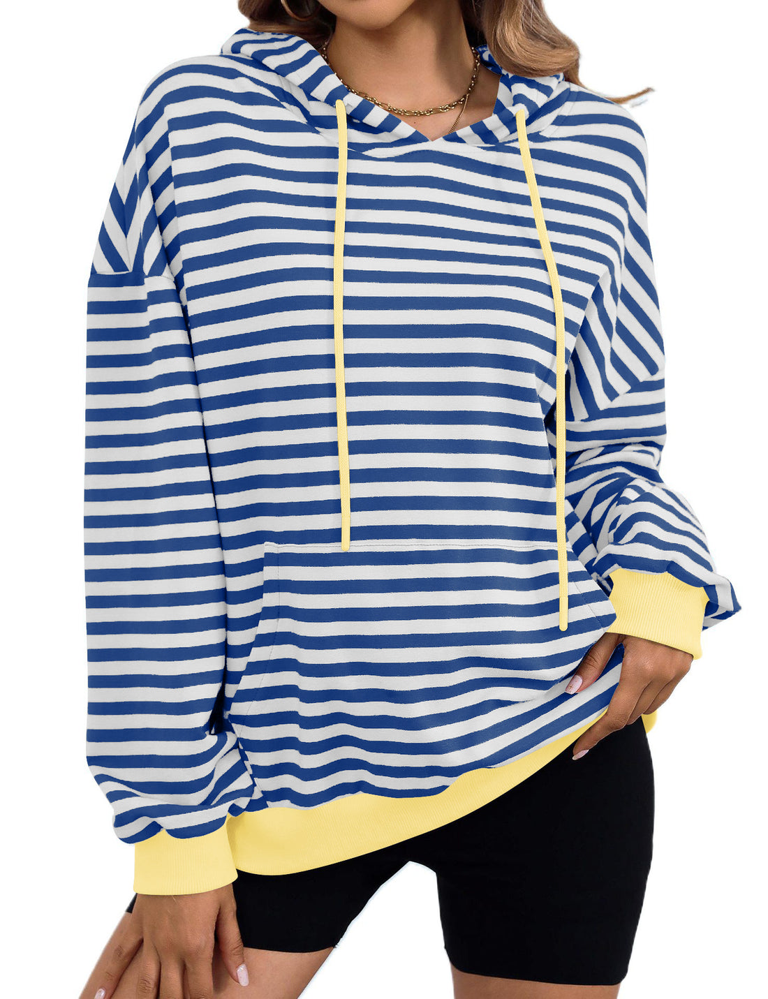 Color Block Striped Hooded Hoodies DP25D681
