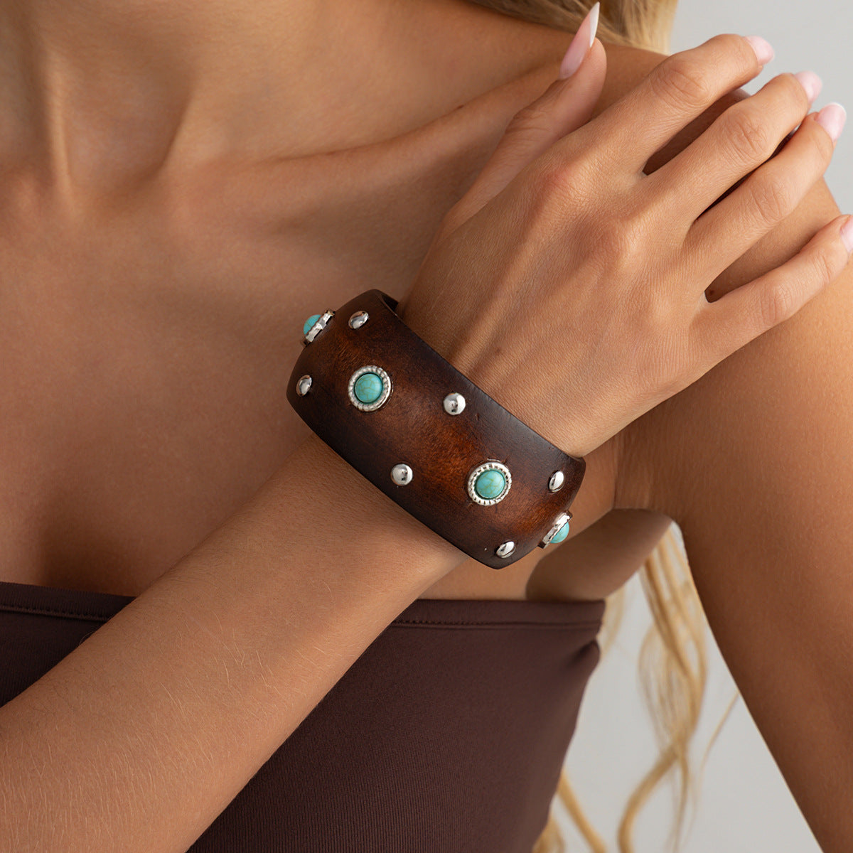Punk Style Studded Wooden Wide - DippedShop Wholesale - #5651
