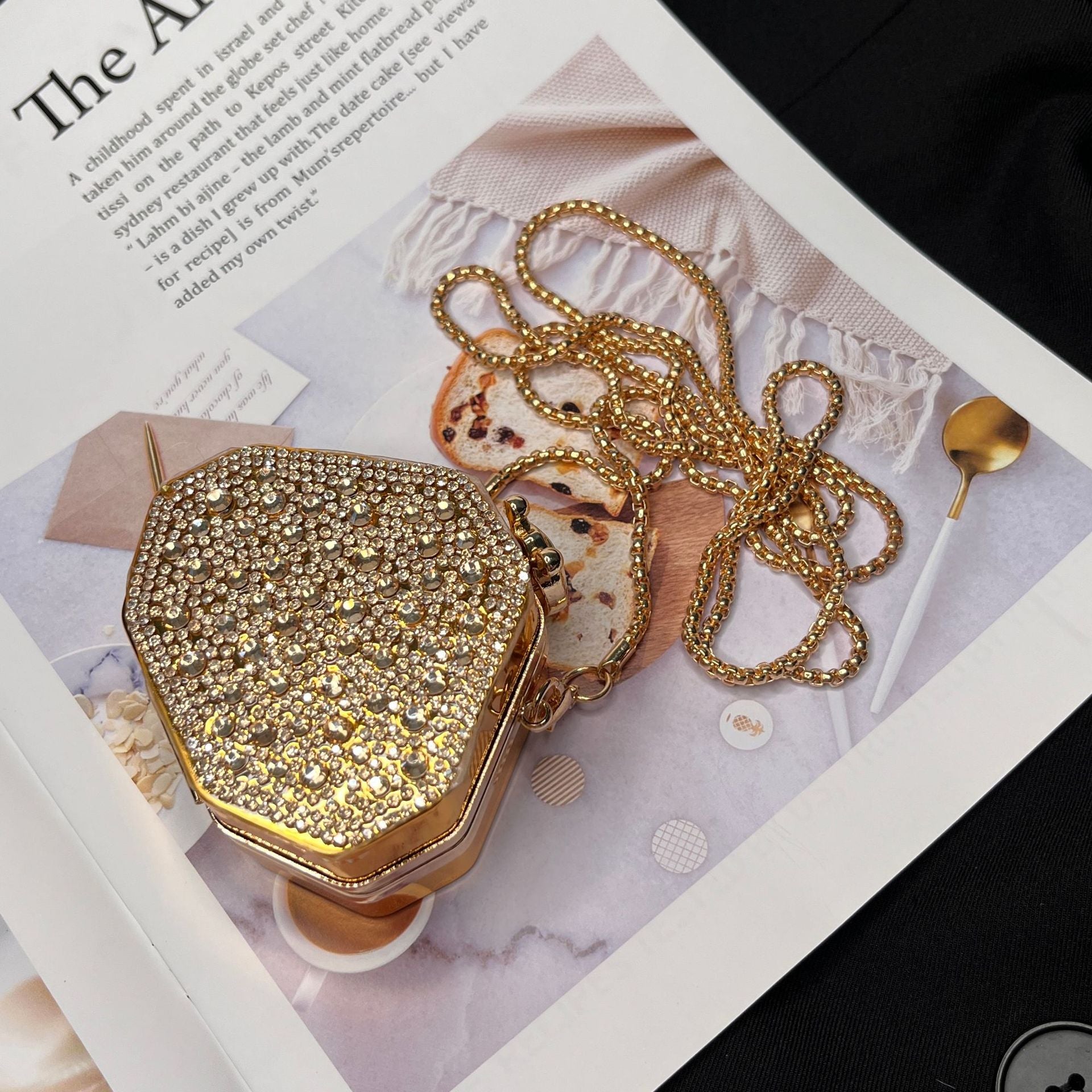 Glitter Rhinestone Acrylic Mini Apple Crossbody Bag 6W10BBG1736