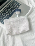 Minimalist Rose Embossed Travel Makeup Bag MK2BW6W10BOB407