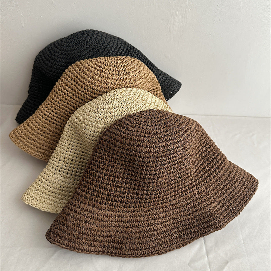 Minimalist Foldable Raffia Hat - DippedShop Wholesale - #1571