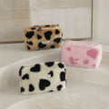 Vintage Heart Pattern Plush Cosmetic Bag 6C5CO278